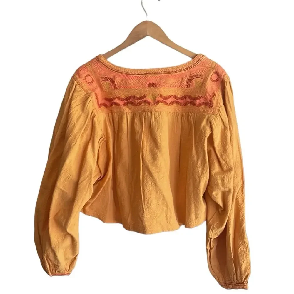 FREE PEOPLE Embroidered Iggie Woven Crop Top Cairo Combo